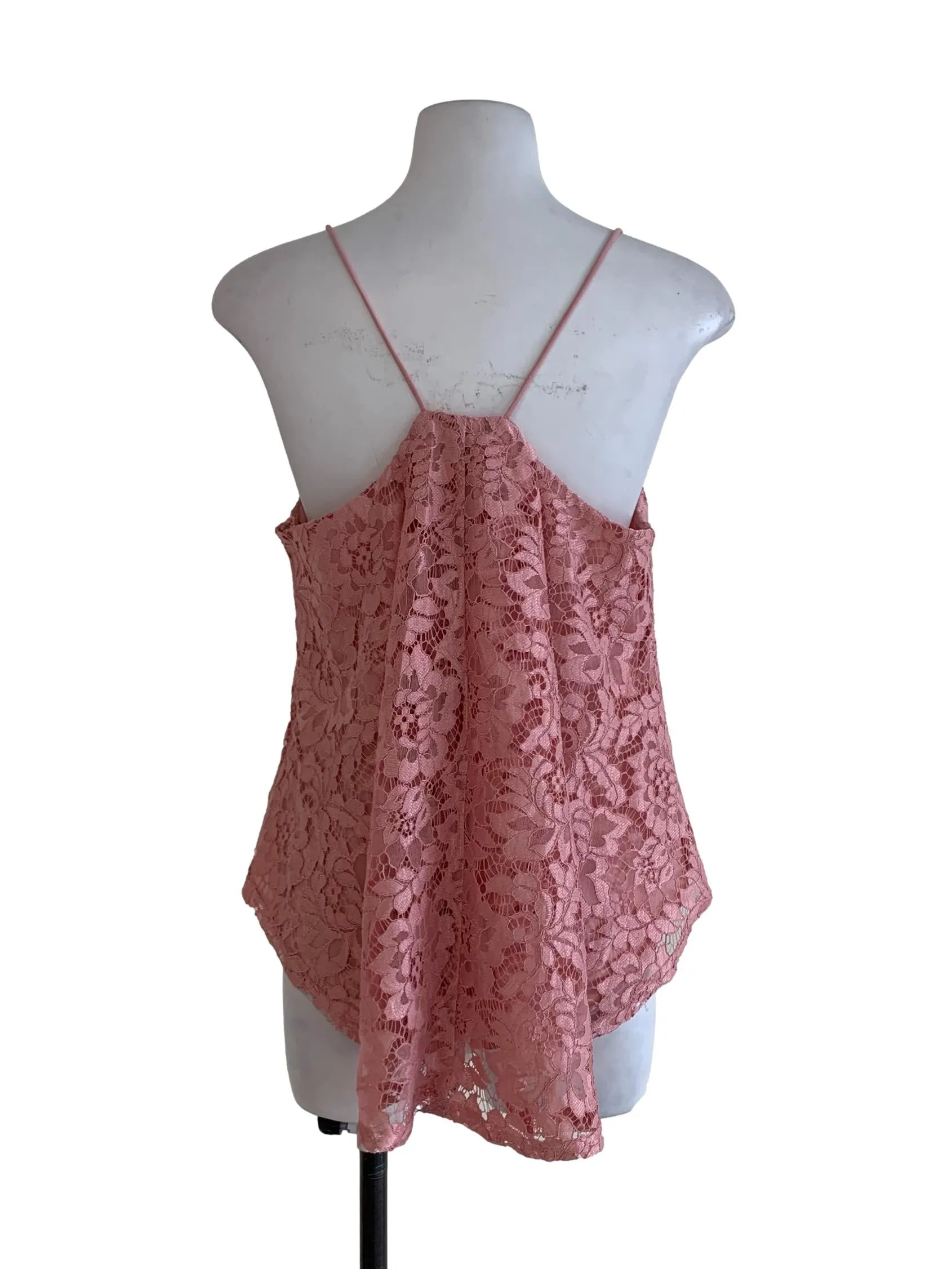 Rose Pink Lace Sleeveless Top
