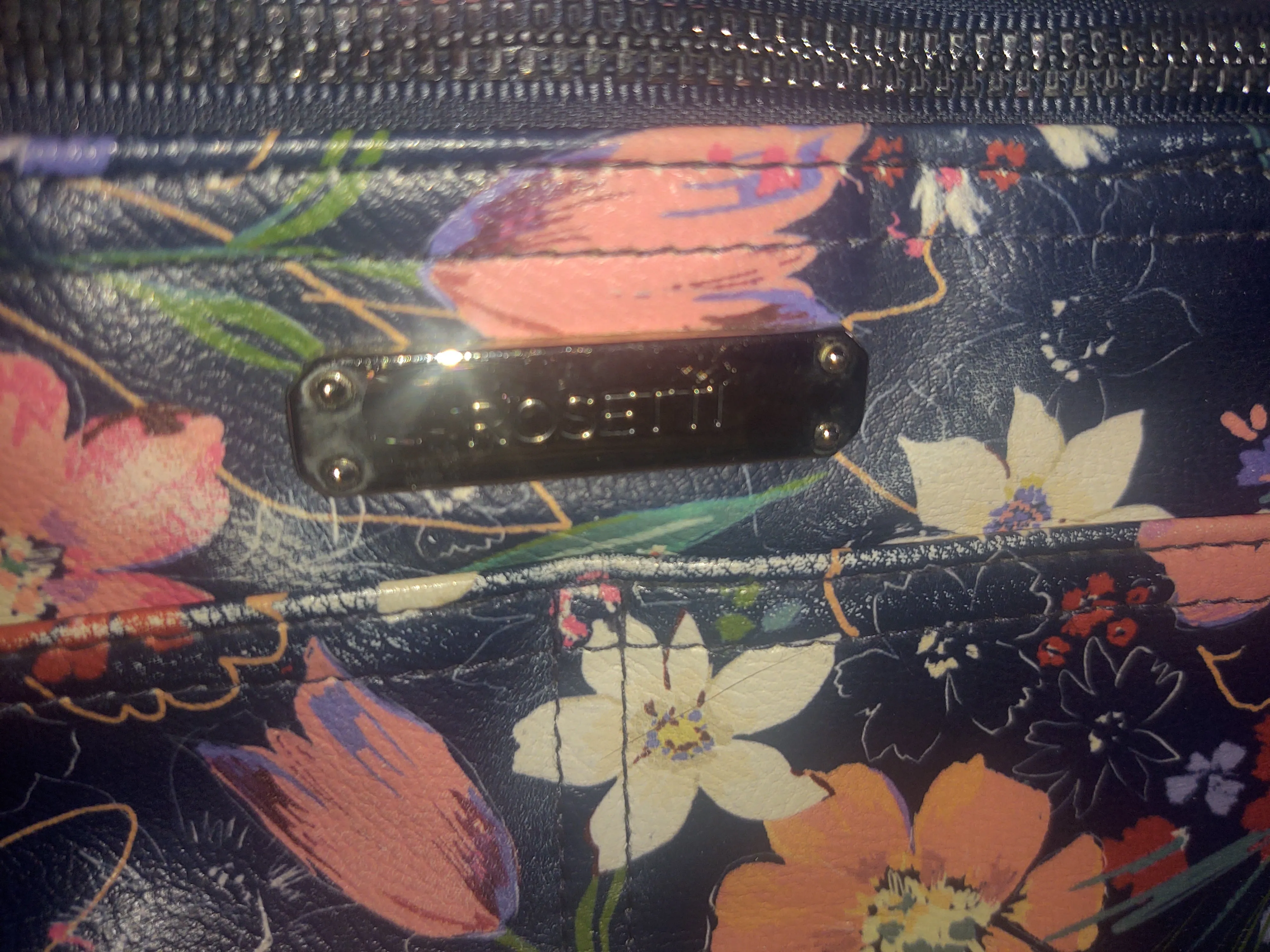 Rosetti Blue and Pink Floral Handbag - preowned