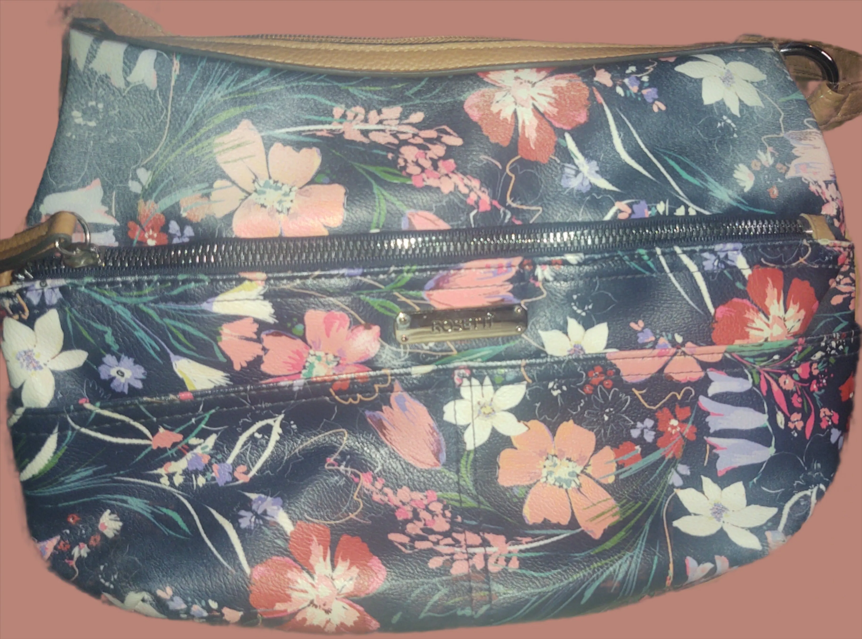 Rosetti Blue and Pink Floral Handbag - preowned