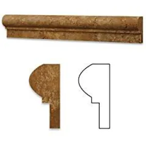 Saffron Travertine Honed 2 X 12 OG-1 Chair Rail Liner Trim - Box of 5 pcs.