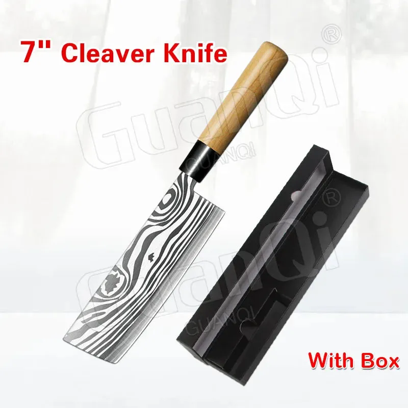 Salmon Sushi Knives Laser Damascus Chef Knives Sashimi Knife Cooking Cutter Japanese Knife Set