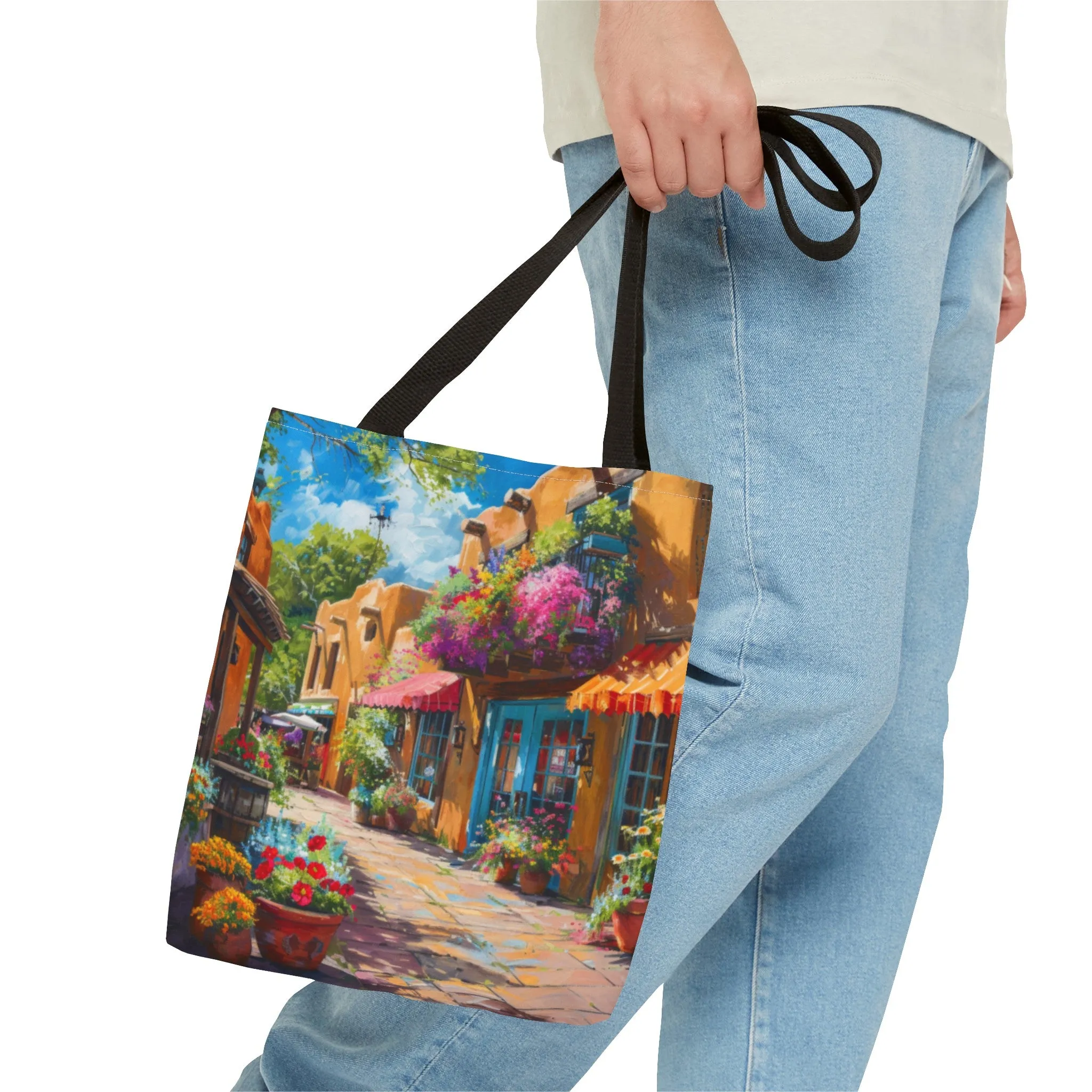 Santa Fe Sq Flowers Tote Bag