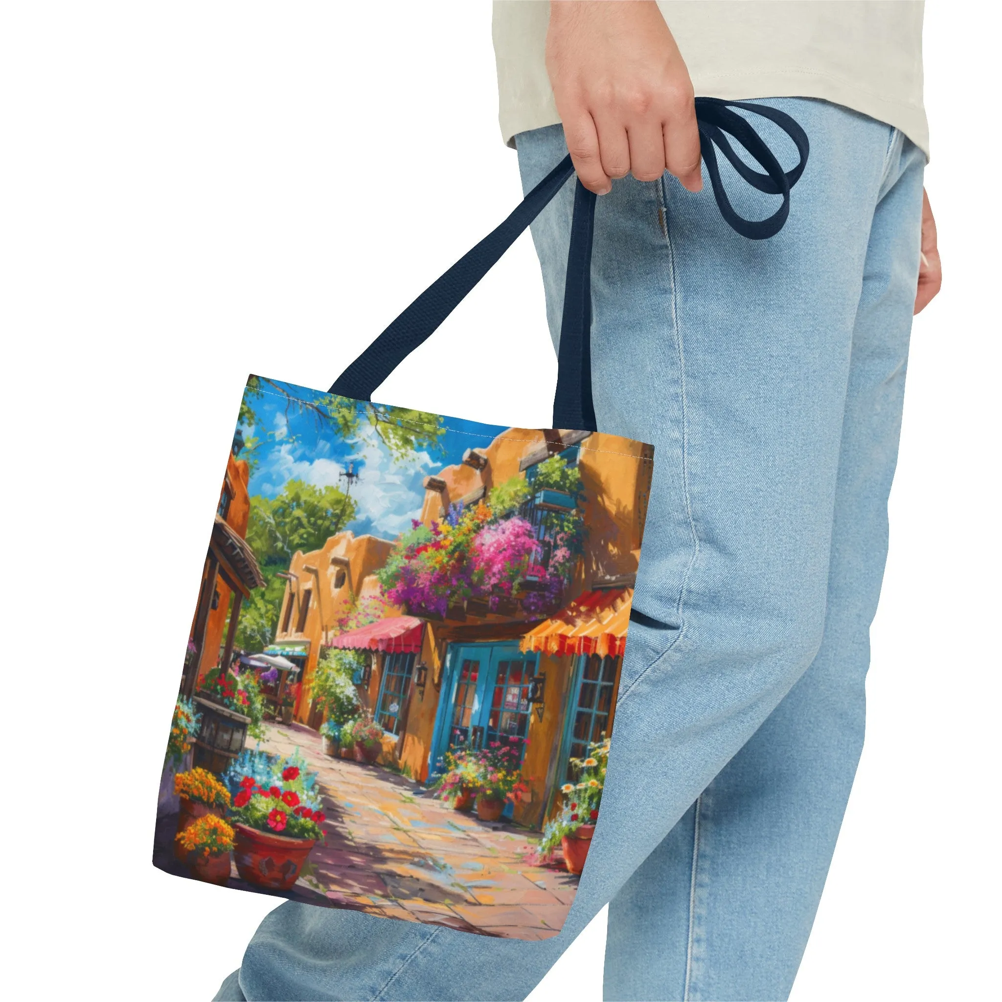 Santa Fe Sq Flowers Tote Bag