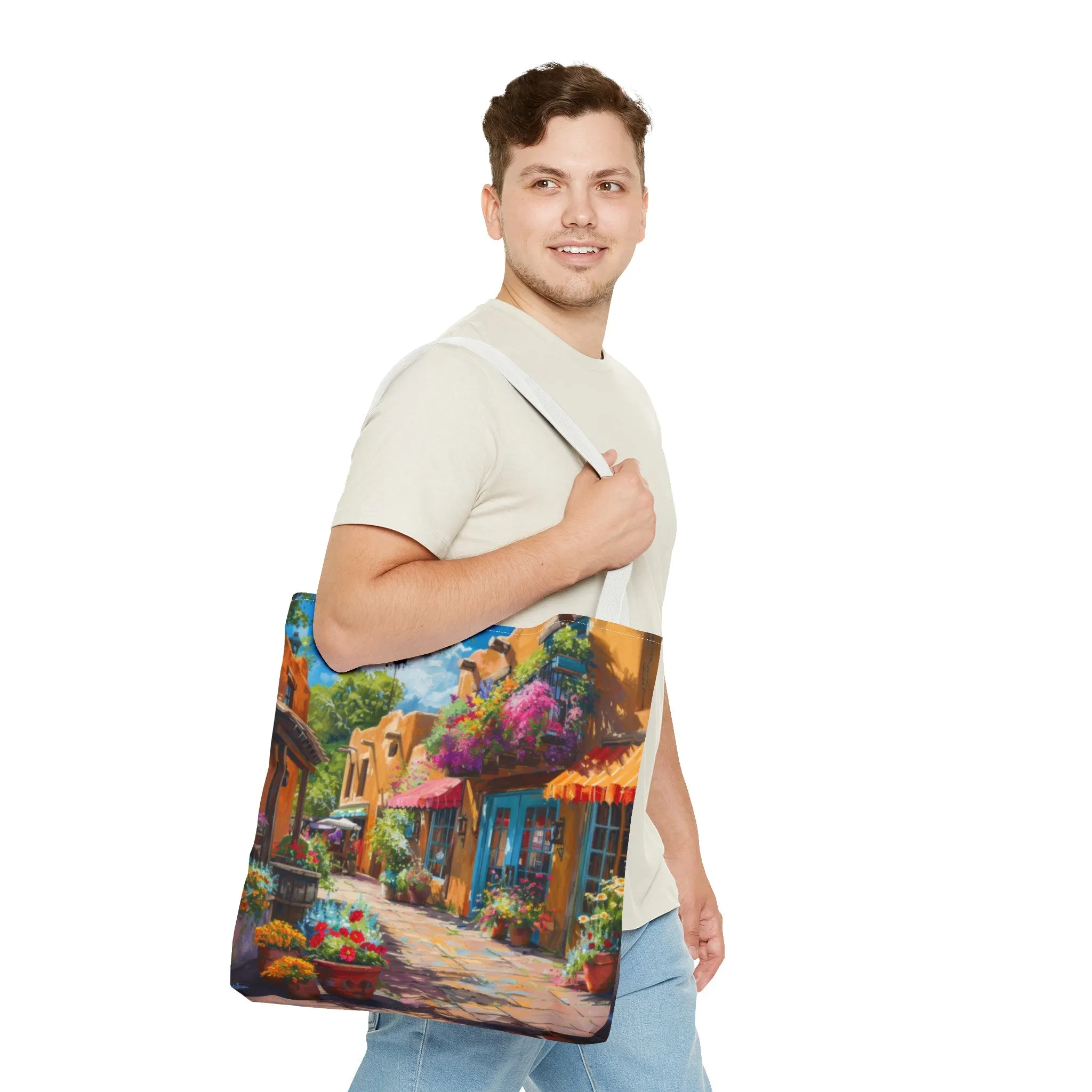 Santa Fe Sq Flowers Tote Bag