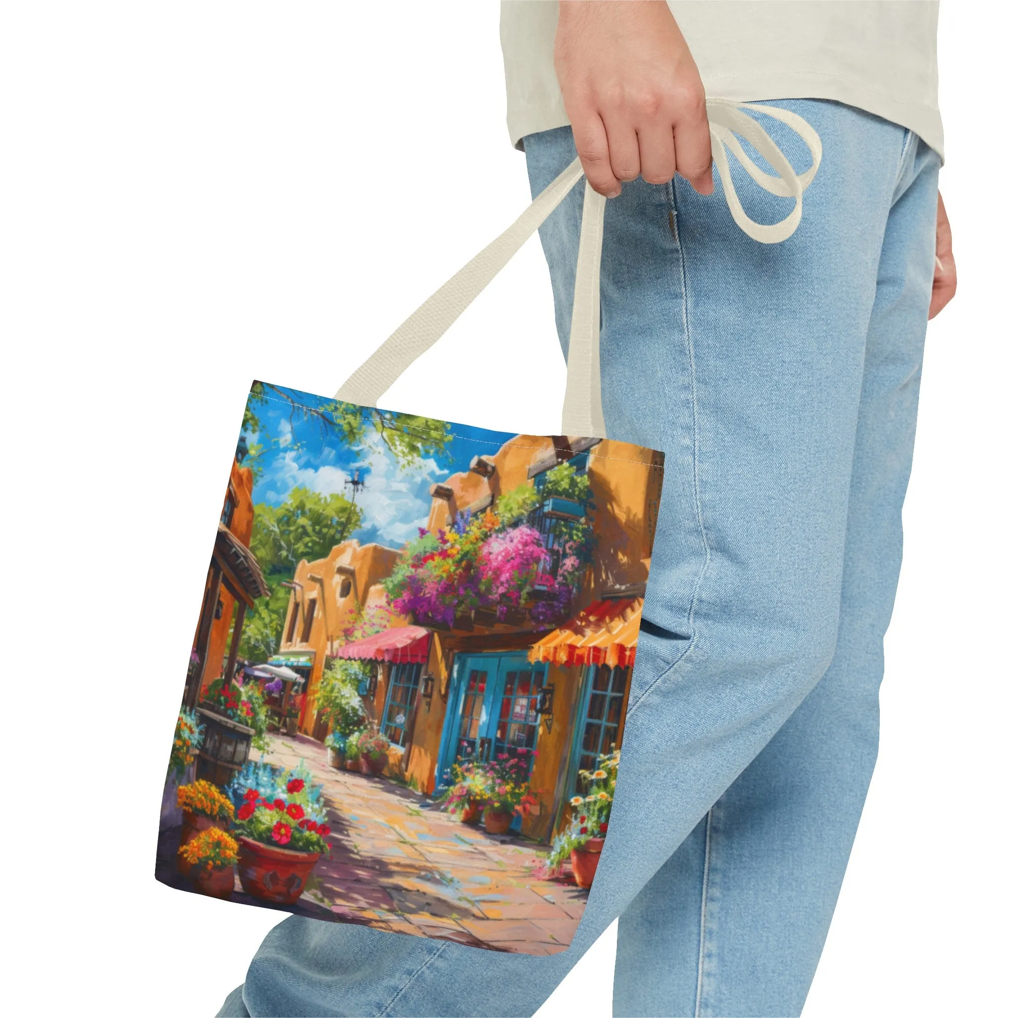 Santa Fe Sq Flowers Tote Bag