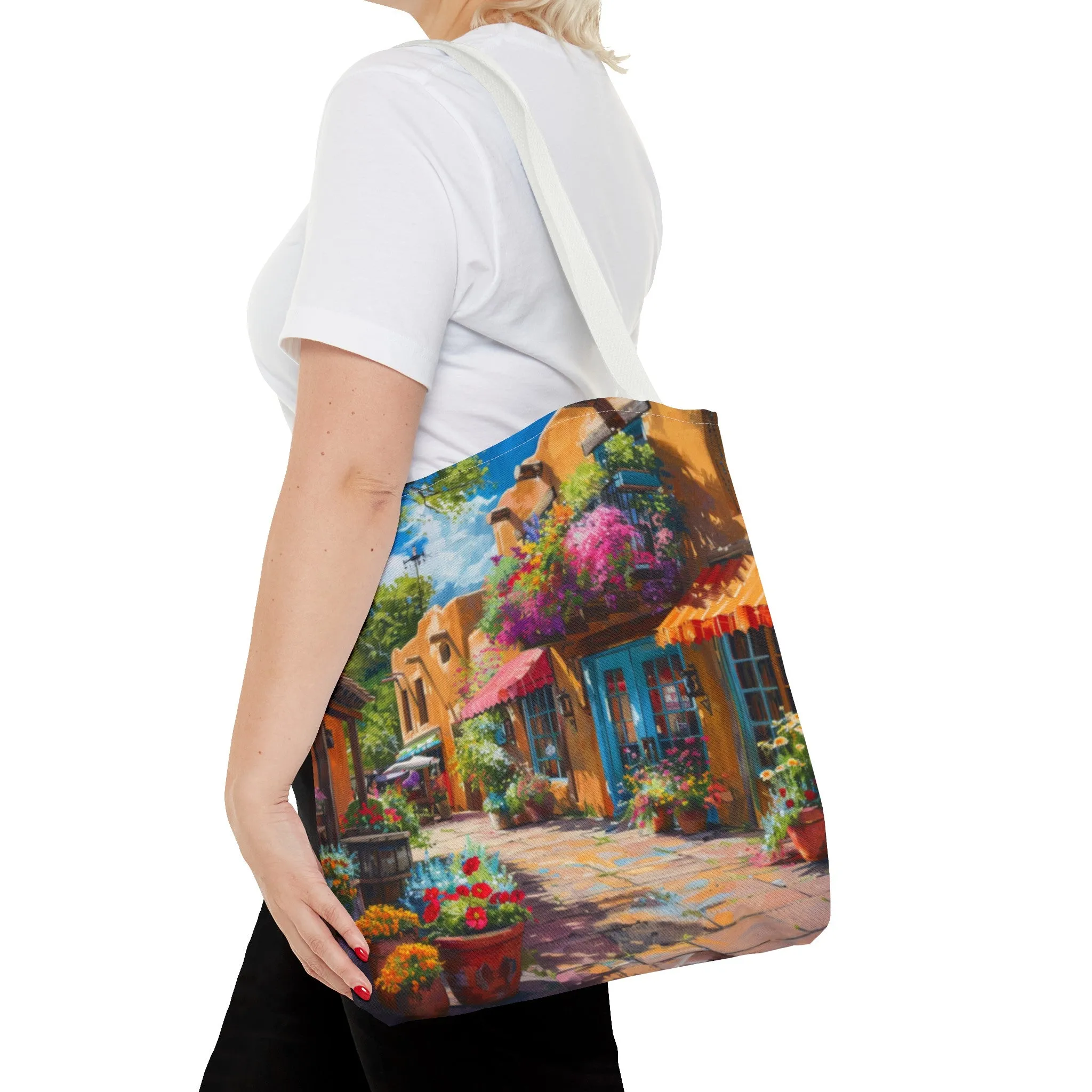Santa Fe Sq Flowers Tote Bag