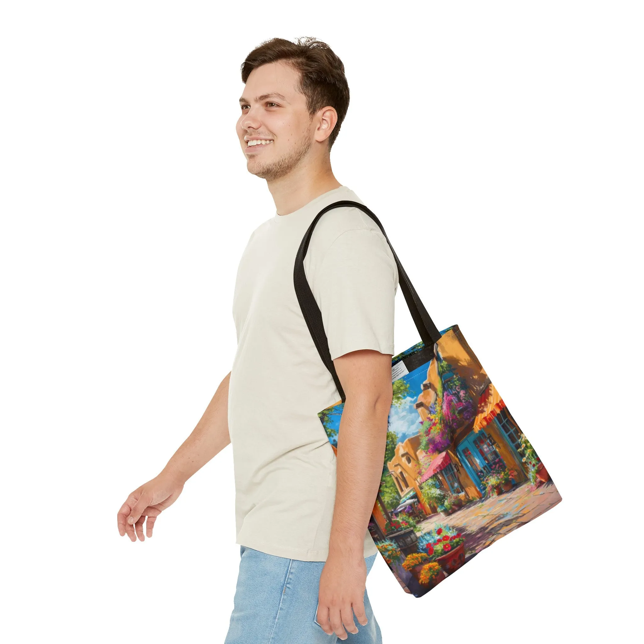 Santa Fe Sq Flowers Tote Bag
