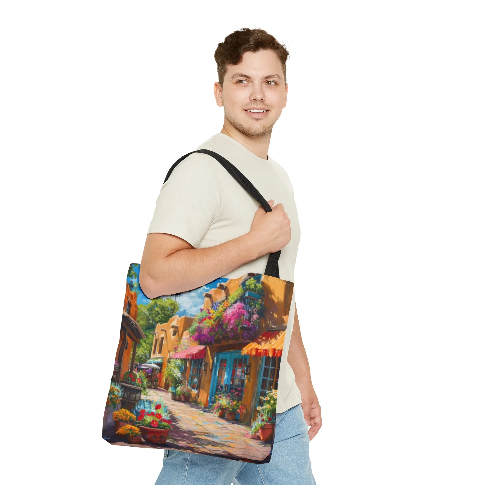 Santa Fe Sq Flowers Tote Bag