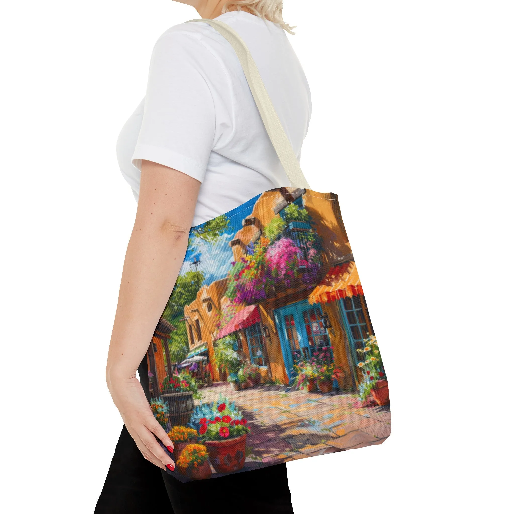Santa Fe Sq Flowers Tote Bag