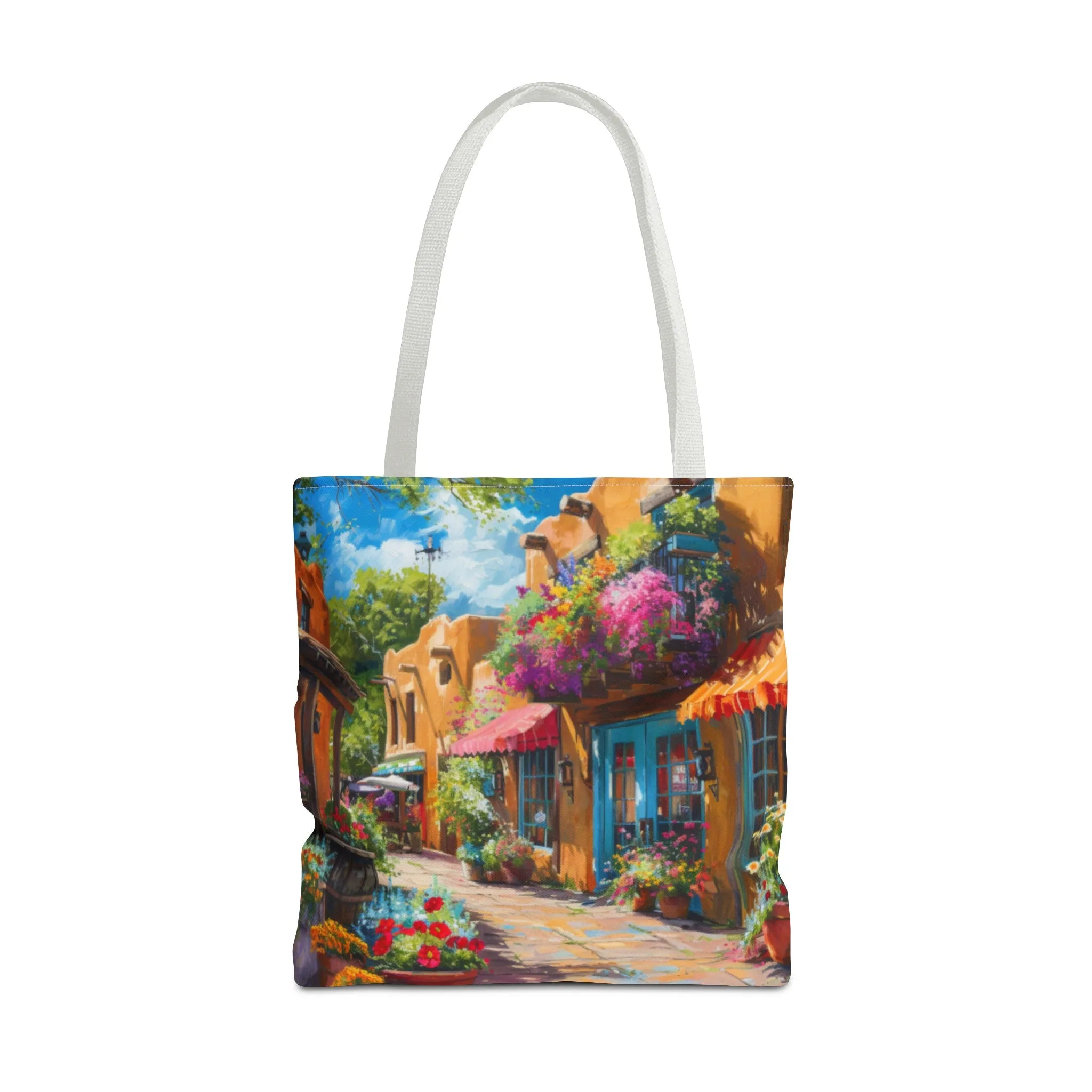 Santa Fe Sq Flowers Tote Bag