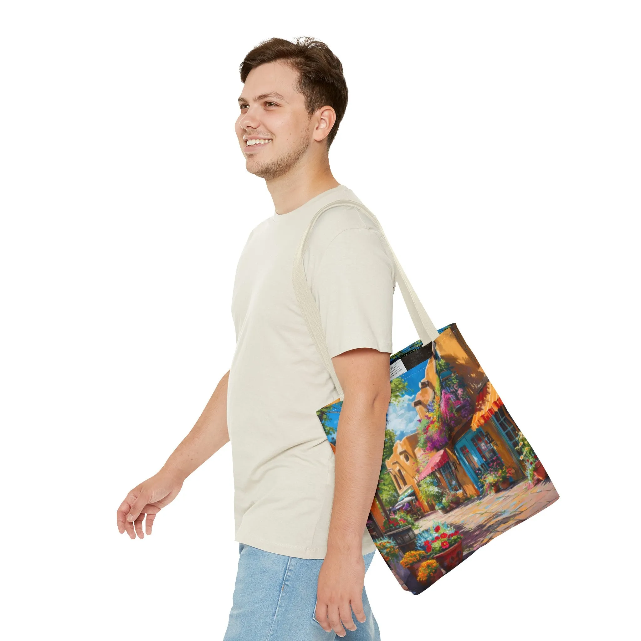 Santa Fe Sq Flowers Tote Bag