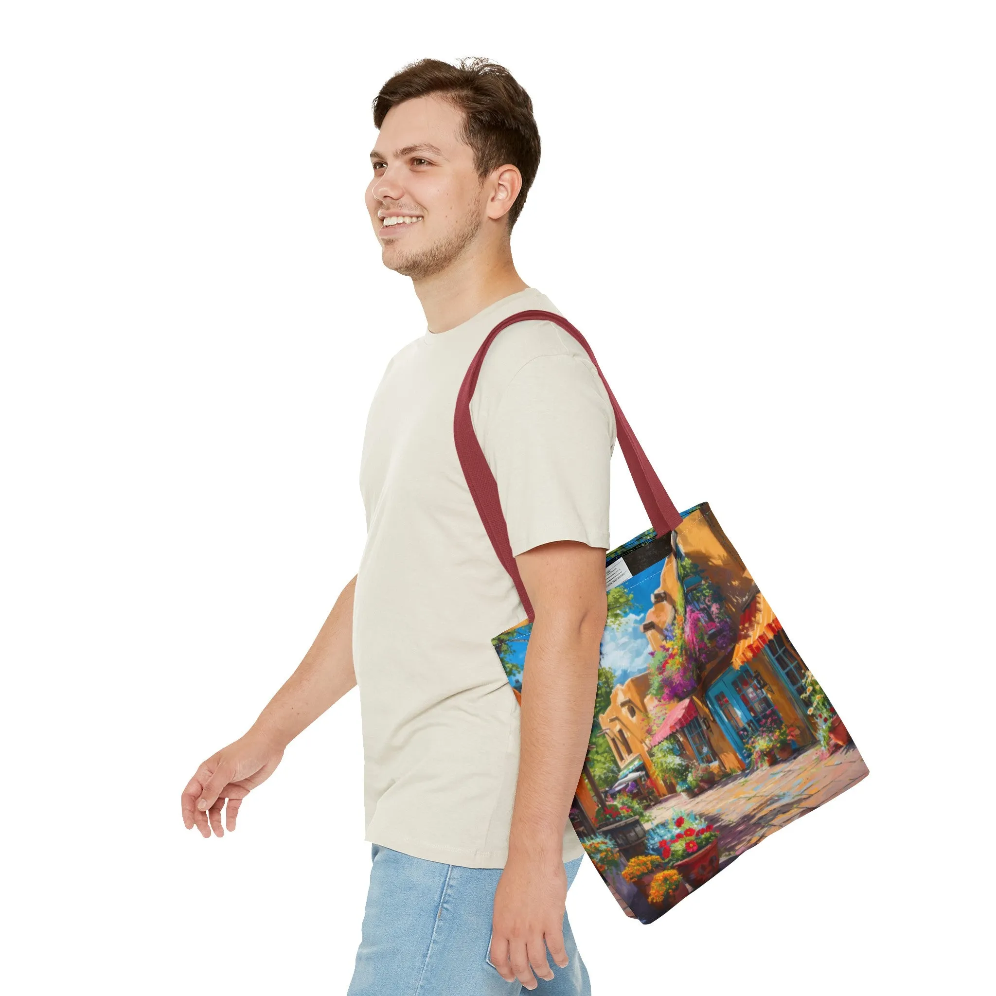 Santa Fe Sq Flowers Tote Bag