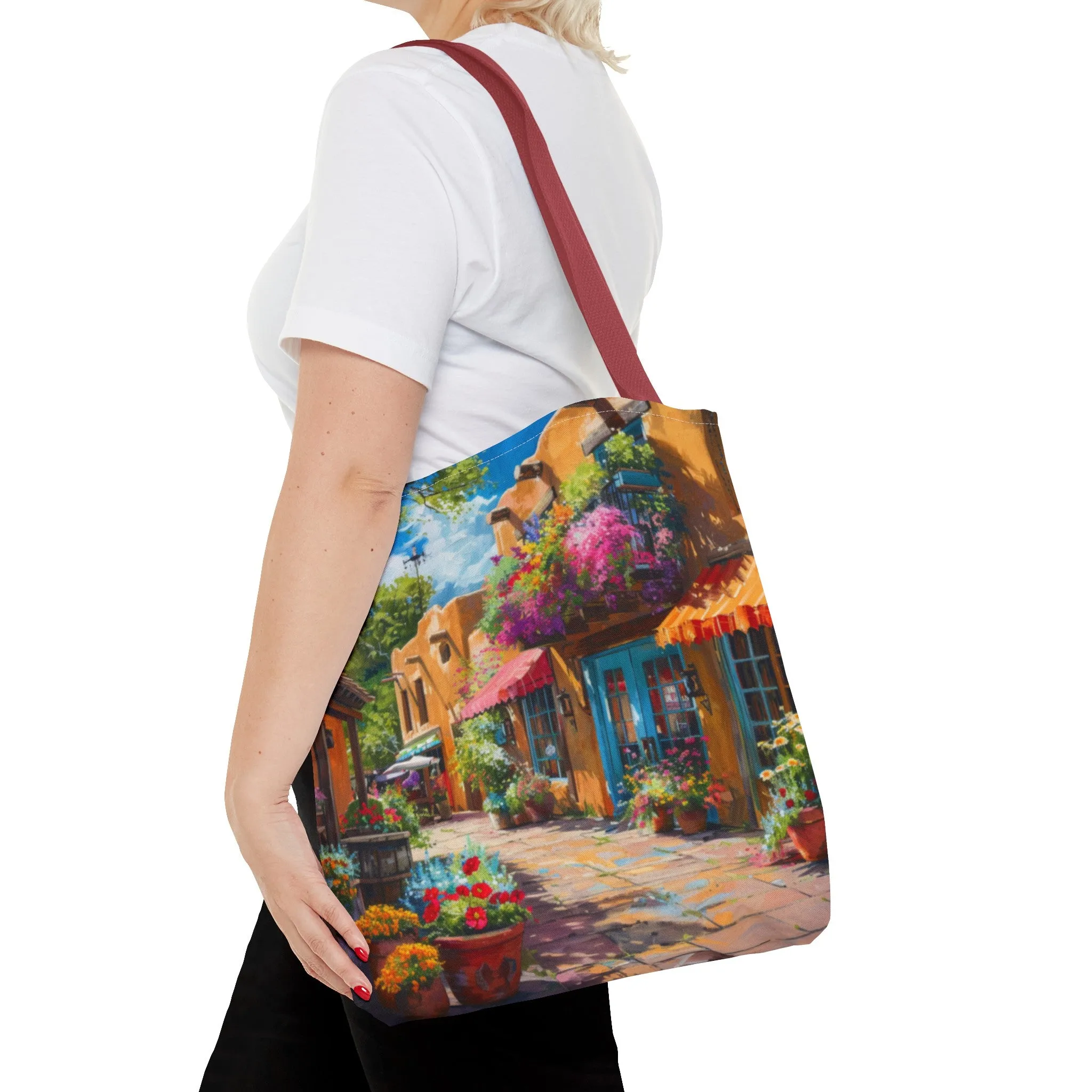 Santa Fe Sq Flowers Tote Bag