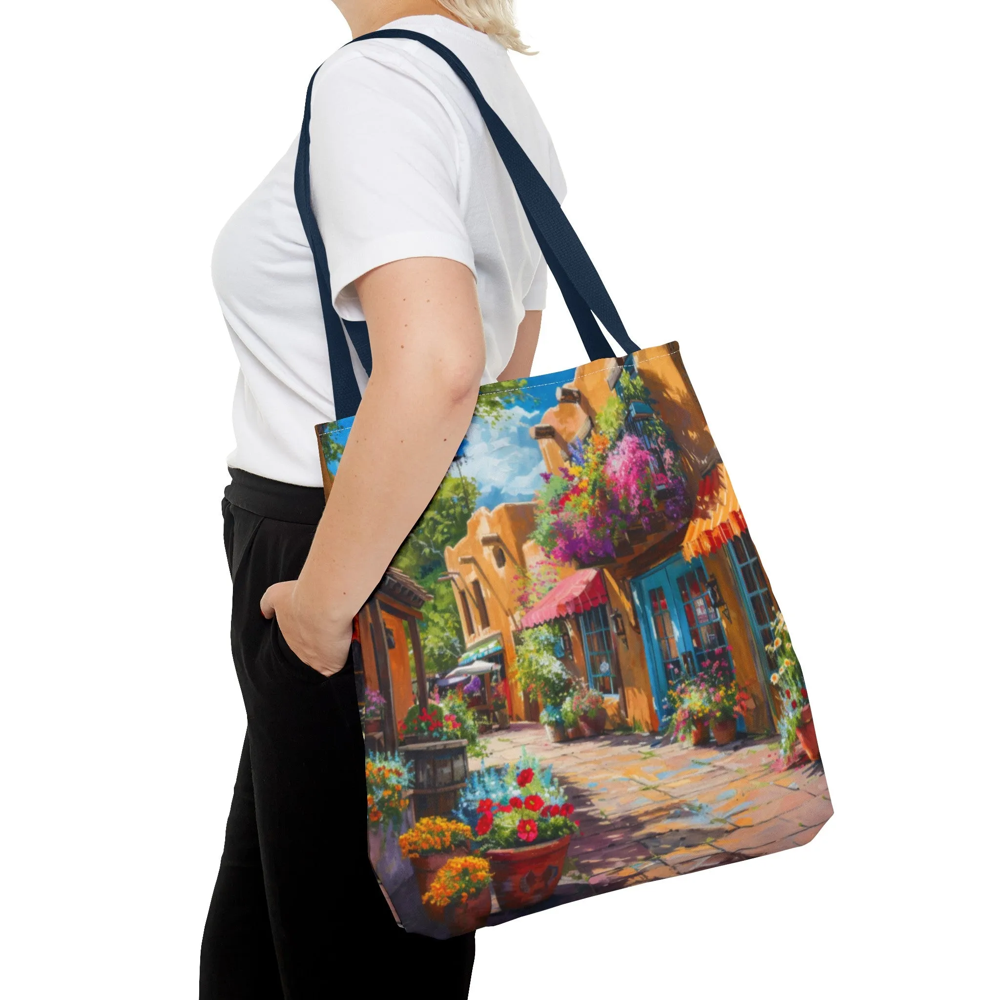 Santa Fe Sq Flowers Tote Bag