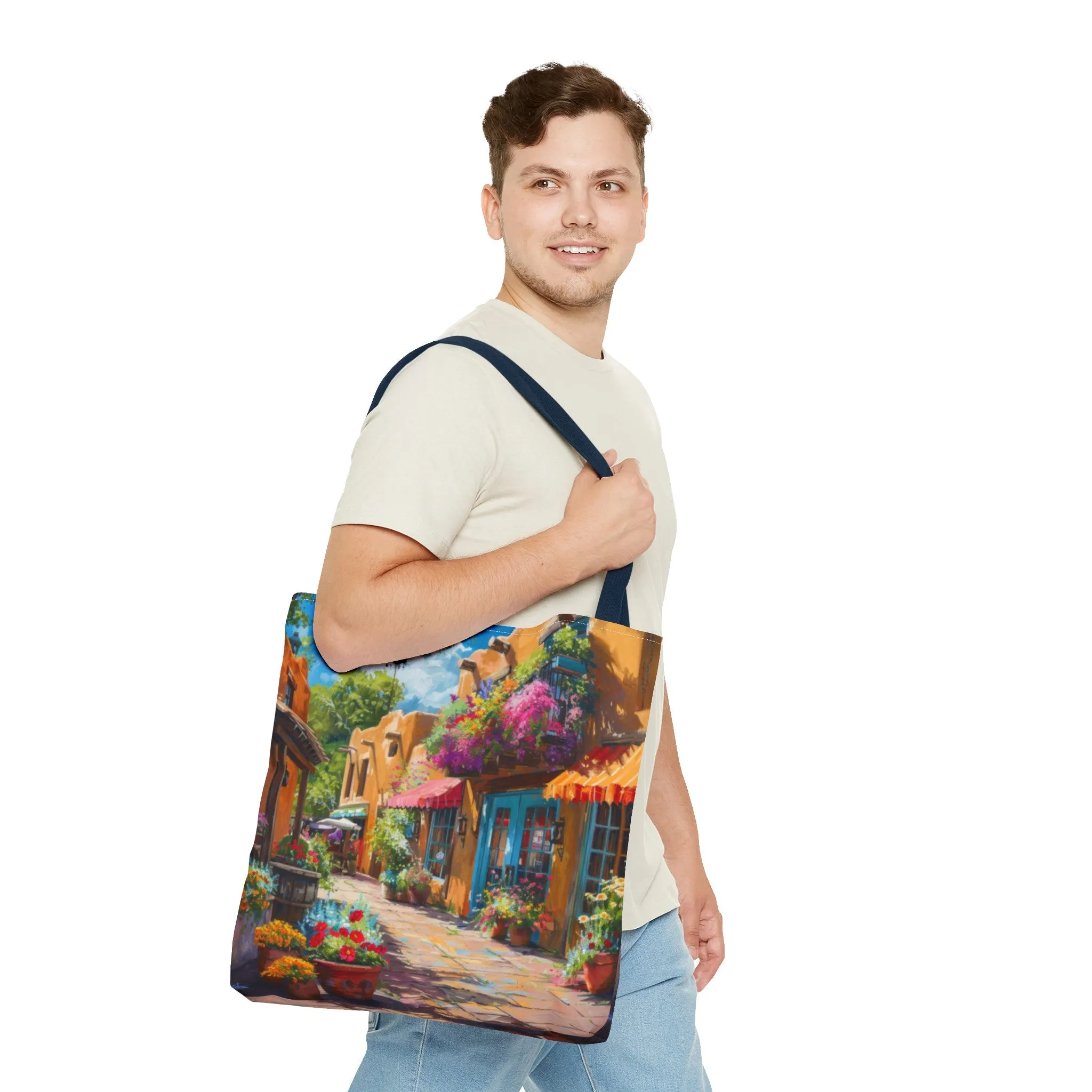 Santa Fe Sq Flowers Tote Bag