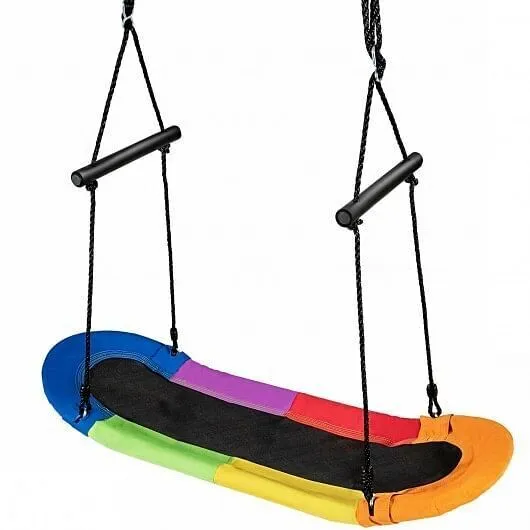 Saucer Tree Swing Surf Kids Outdoor Adjustable Oval Platform Set with Handle-Col