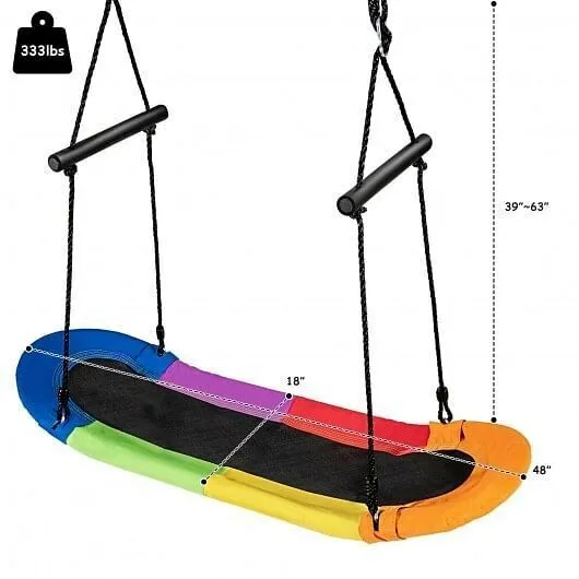 Saucer Tree Swing Surf Kids Outdoor Adjustable Oval Platform Set with Handle-Col