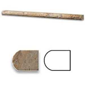 Scabos Travertine Honed 3/8 X 12 Bullnose Pencil Liner Trim Molding