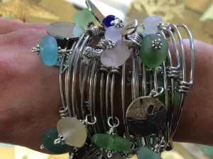 Sea Glass Bangle with Charm