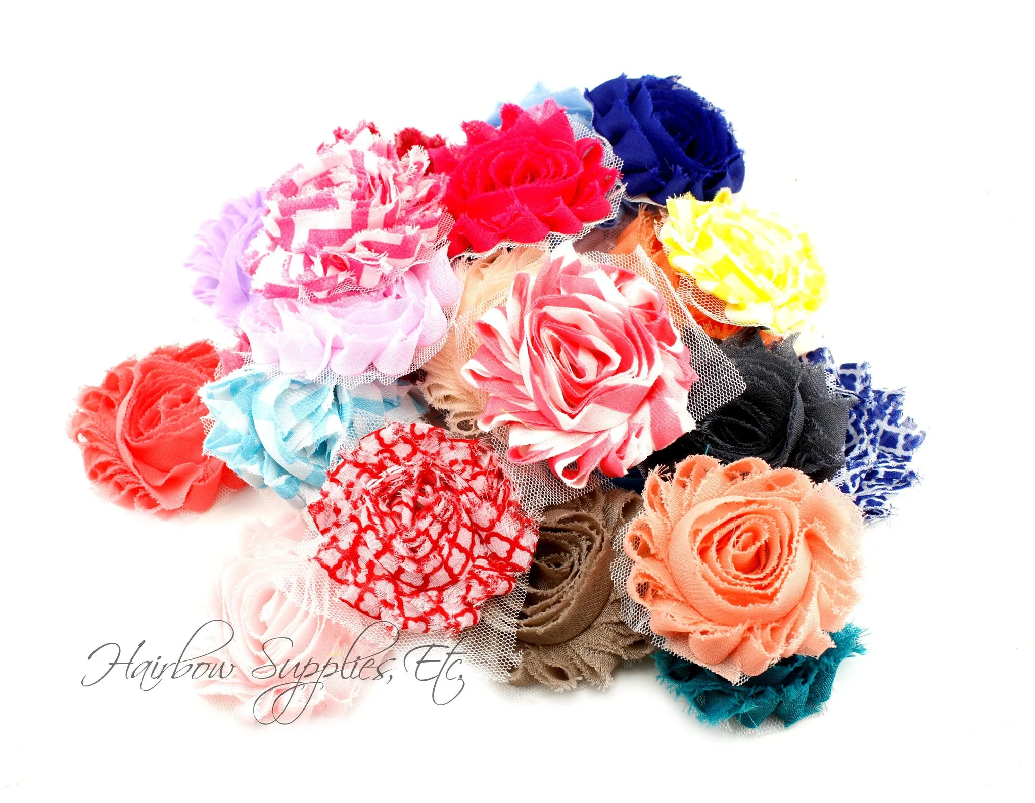 Shabby Rose Trim GRAB BAG 14 pieces - Solid and Printed- ONLY 2 PINK & 1 TURQUOISE COLORS LEFT