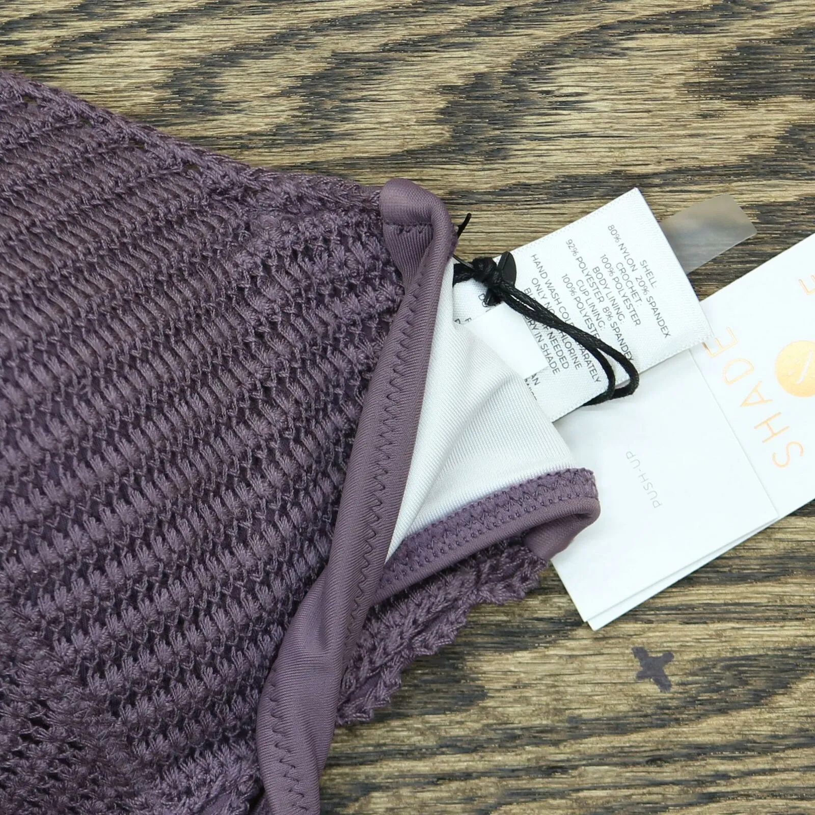 Shade & Shore Women's Push Up Crochet Triangle Bikini Top