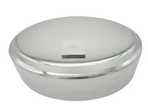 Silver Toned Etched Golf Ball and Club Pendant Oval Trinket Jewelry Box