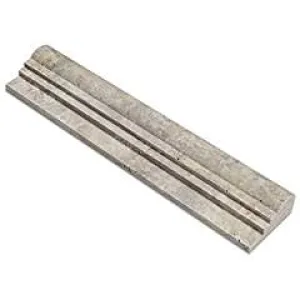 Silver Travertine OG-2 Double-Step Chair Rail Molding Trim, Honed (LOT of 50 PCS.)