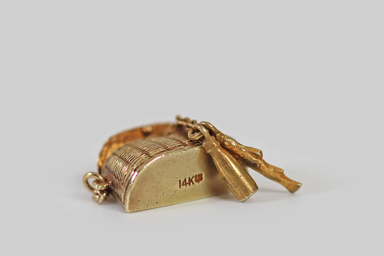 Sloan & Co Picnic Basket Charm with Wine & Fish