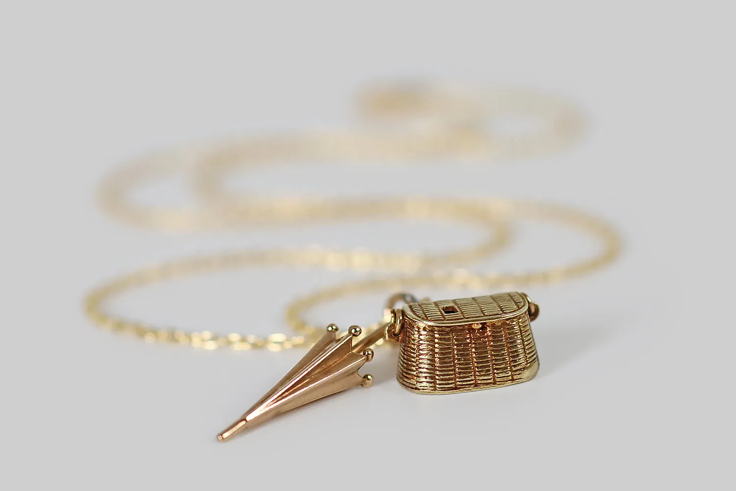 Sloan & Co Picnic Basket Charm with Wine & Fish