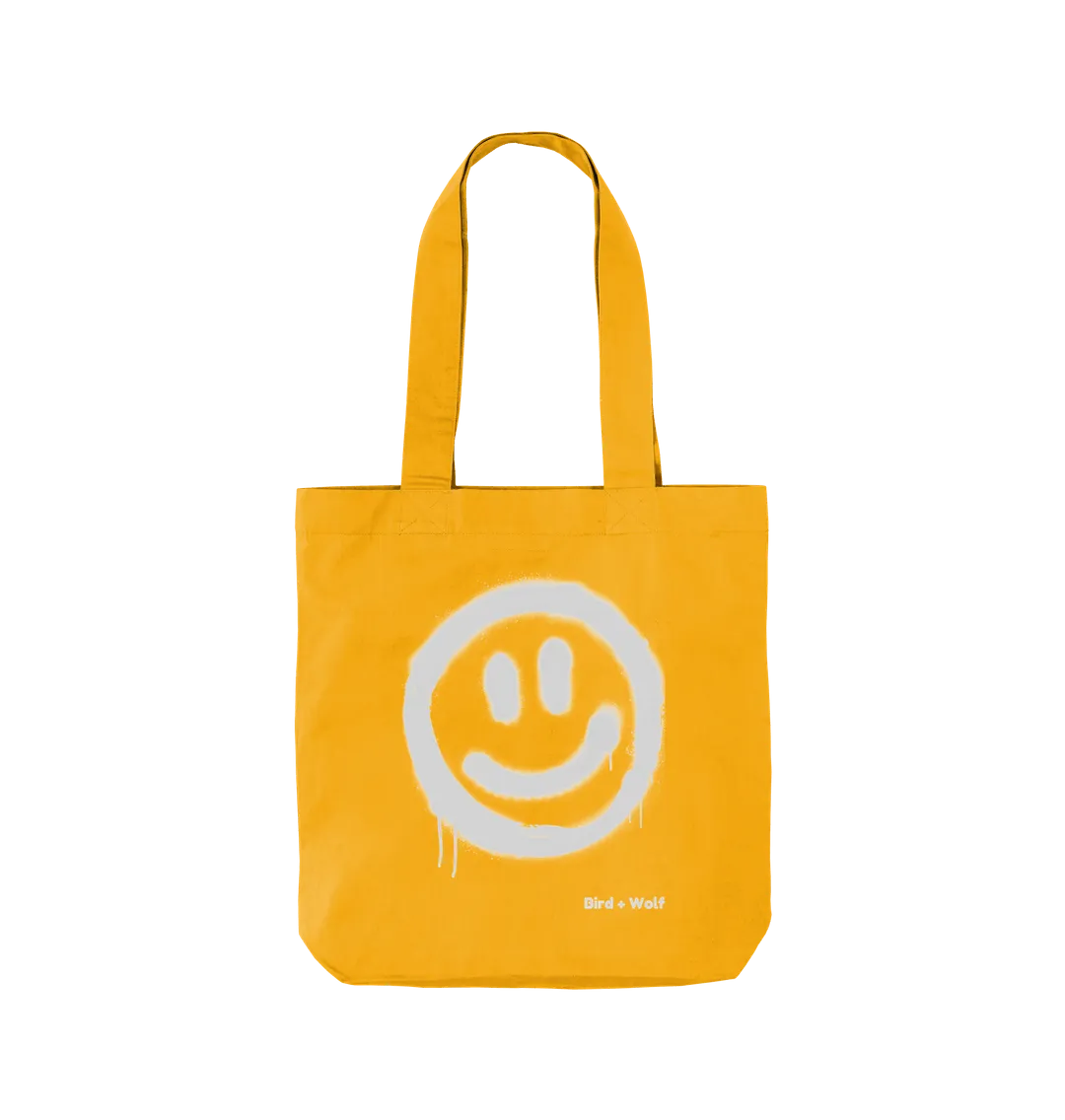 Smiley Face Organic Twill Cotton Bag
