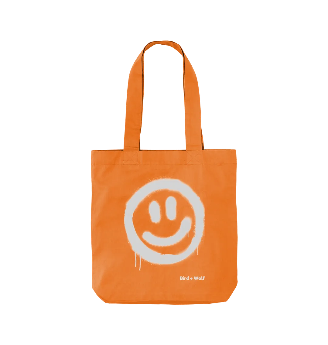 Smiley Face Organic Twill Cotton Bag
