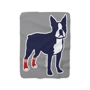Socks on Boston Terrier Sherpa Fleece Blanket