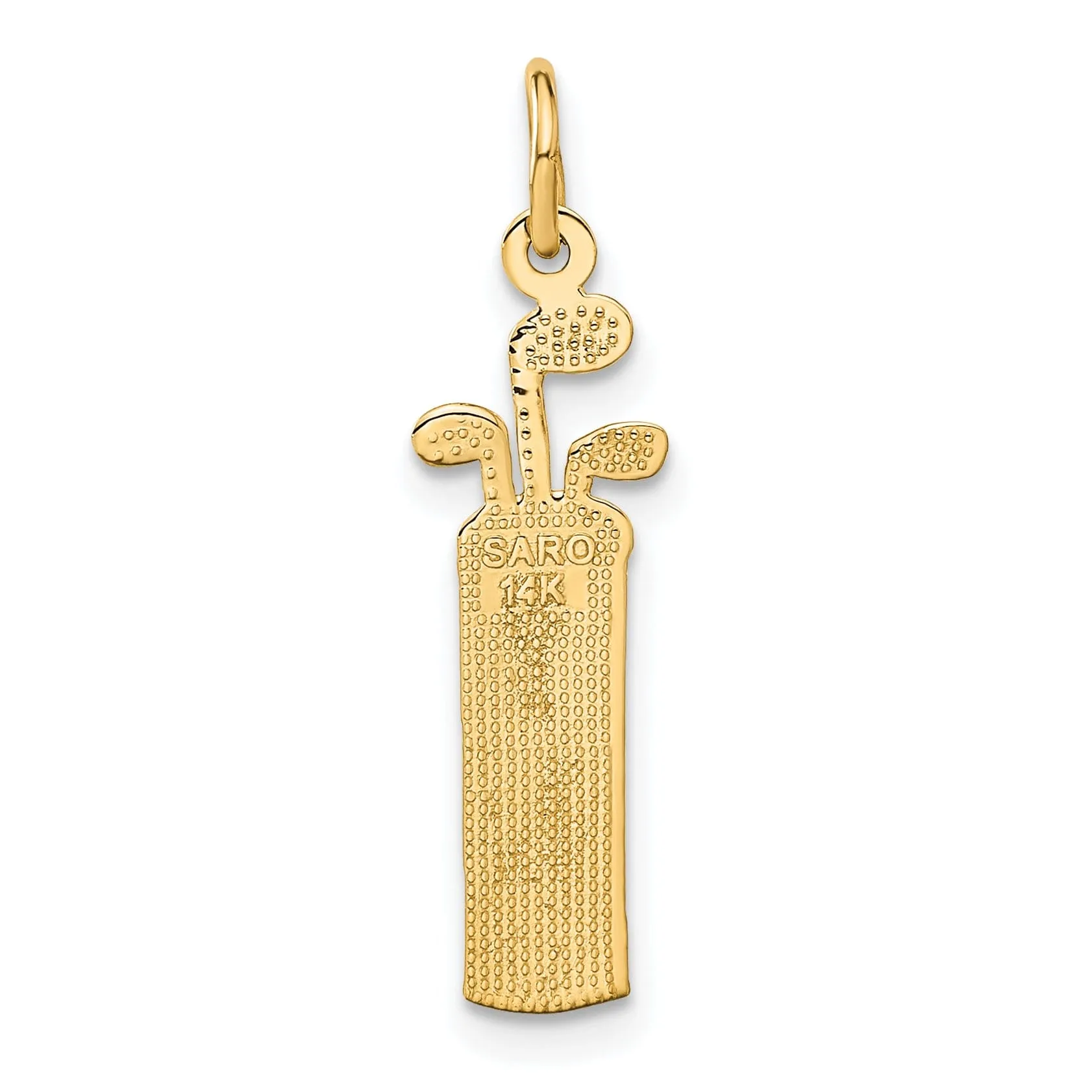 Solid 14k Yellow Gold Golf Bag Charm Pendant