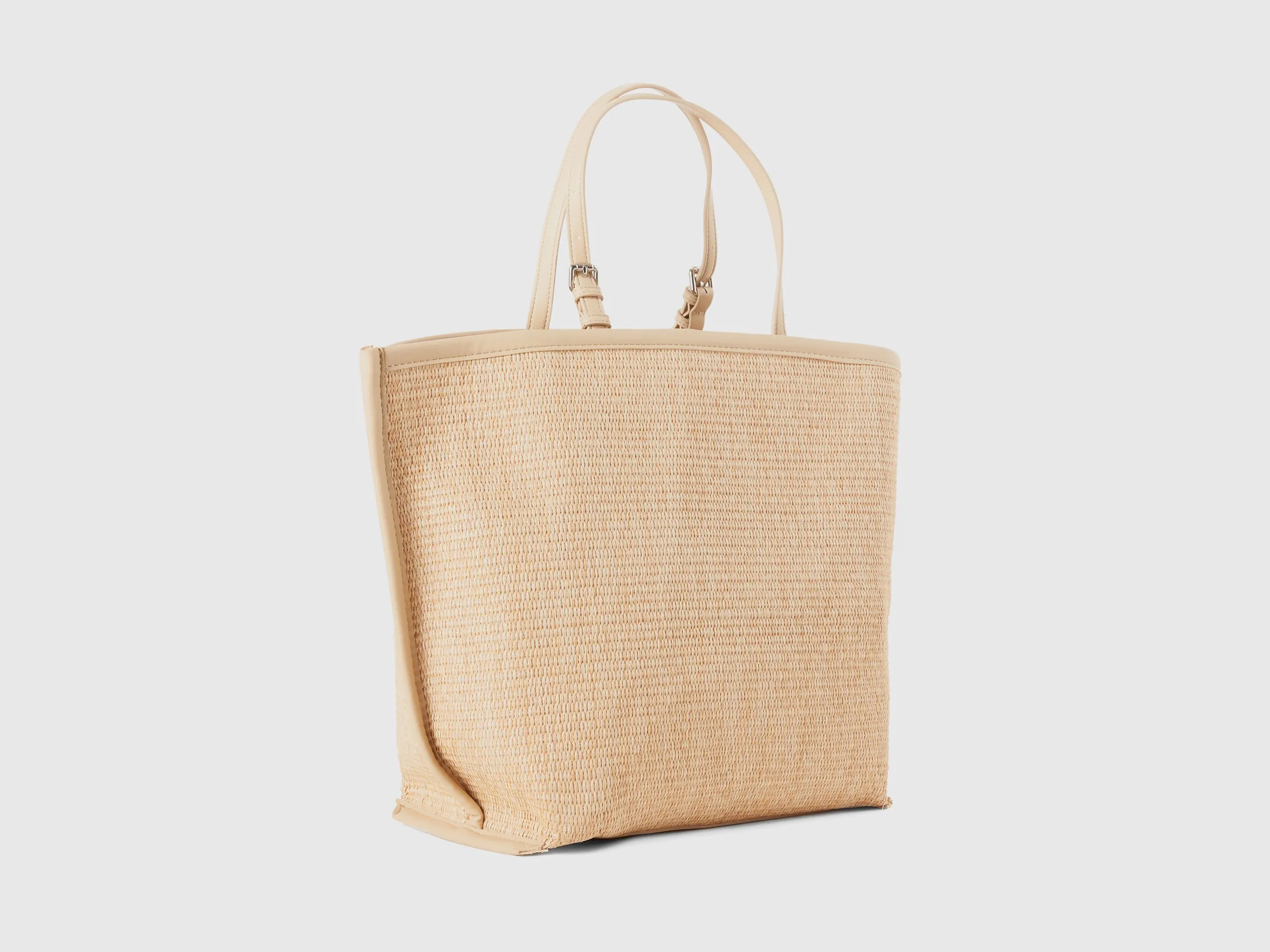 Solid Cotton Blend Zipper Tote Bag