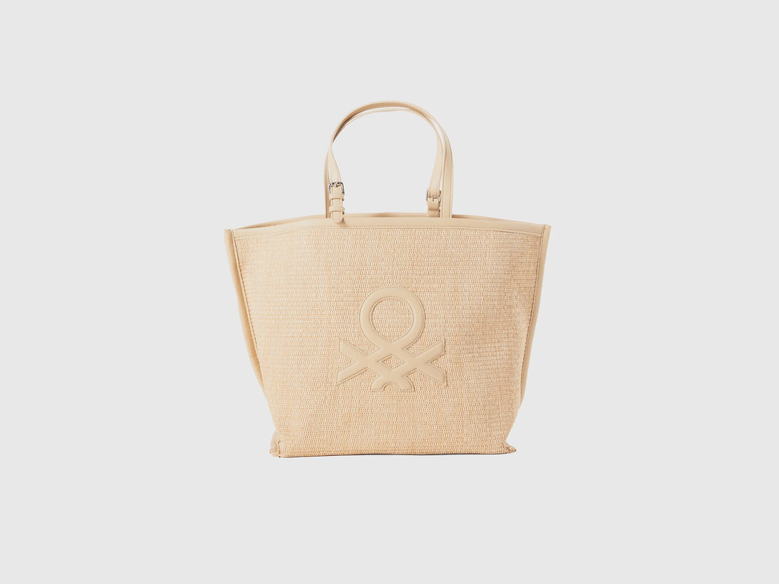 Solid Cotton Blend Zipper Tote Bag