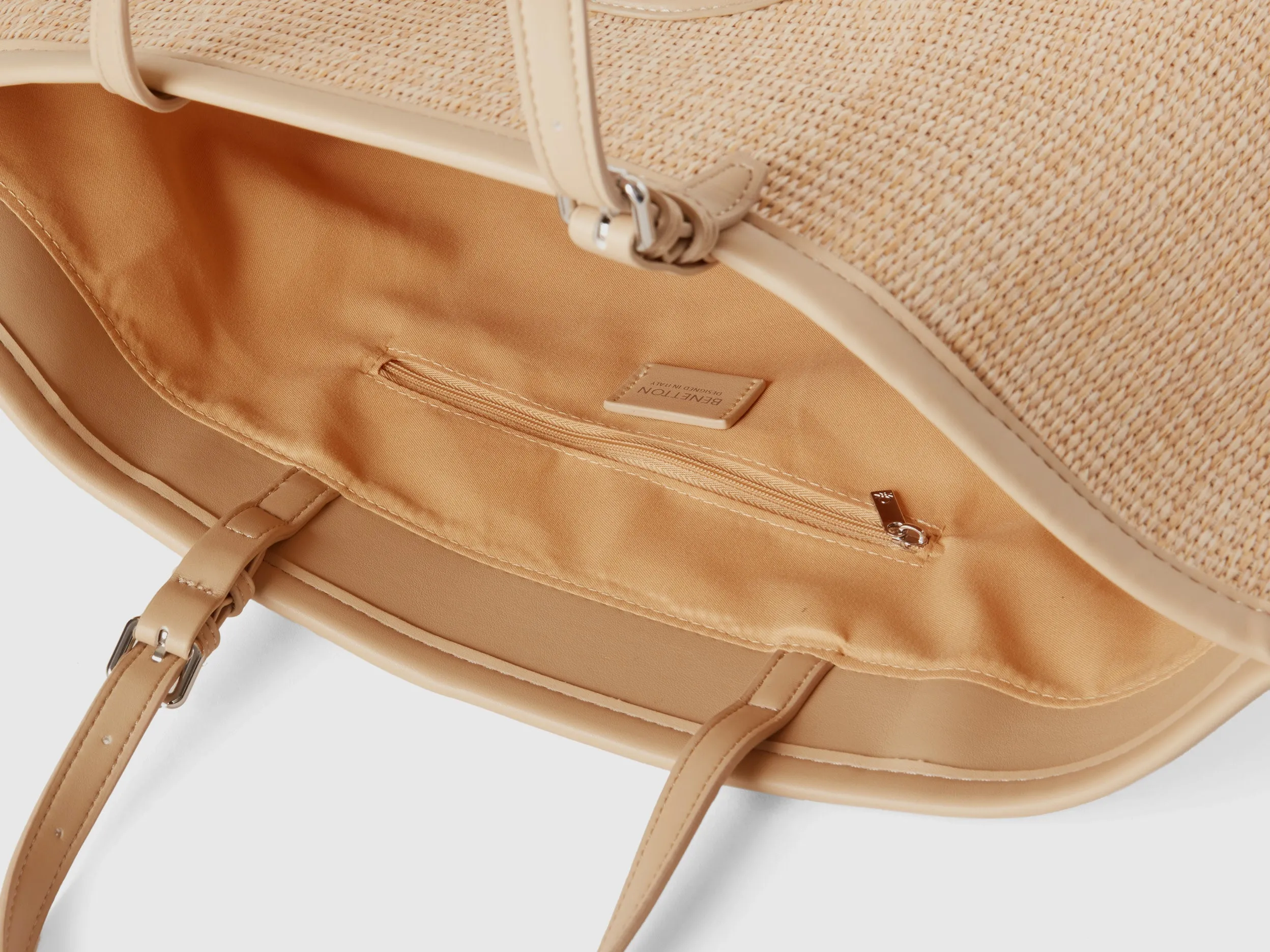 Solid Cotton Blend Zipper Tote Bag
