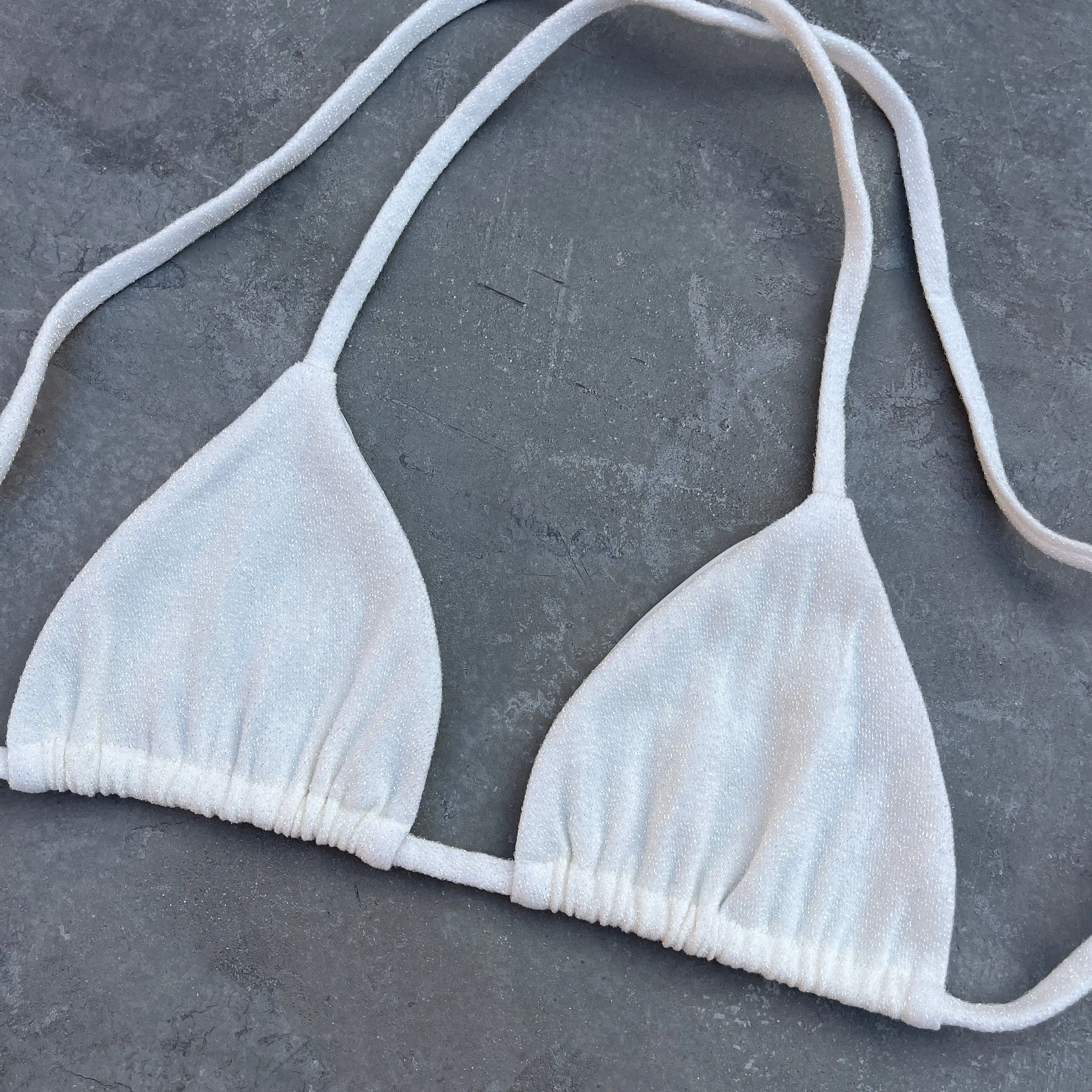 Sparkling Cream Triangle Bikini Top