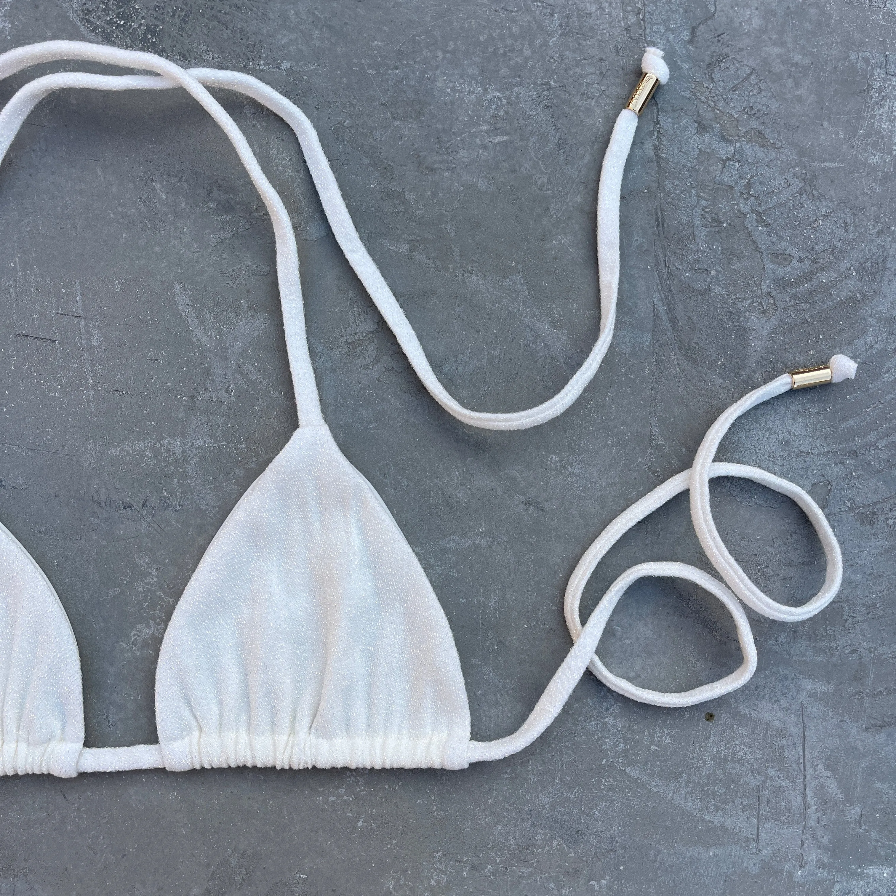 Sparkling Cream Triangle Bikini Top