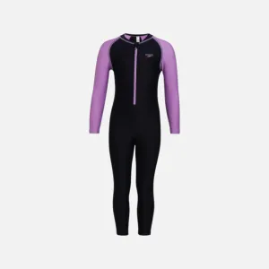 Speedo Endurance All in One Junior Girl Swim Suit -True Navy/Sweet Purple