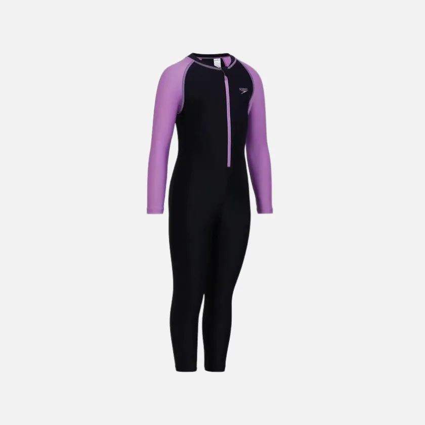 Speedo Endurance All in One Junior Girl Swim Suit -True Navy/Sweet Purple
