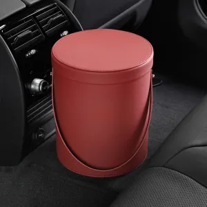 Storage Box Trash Can, Custom Logo For Your Cars, Portable Collapsible Car Trash Can, Leather Waterproof Small Mini Car Garbage Can Waste Basket, Car Accessories LM15989