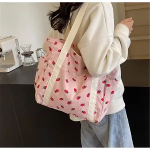 Strawberry Dreams 🍓✨ Cozy Corduroy Shoulder Bag for Stylish Adventures! 👜❤️