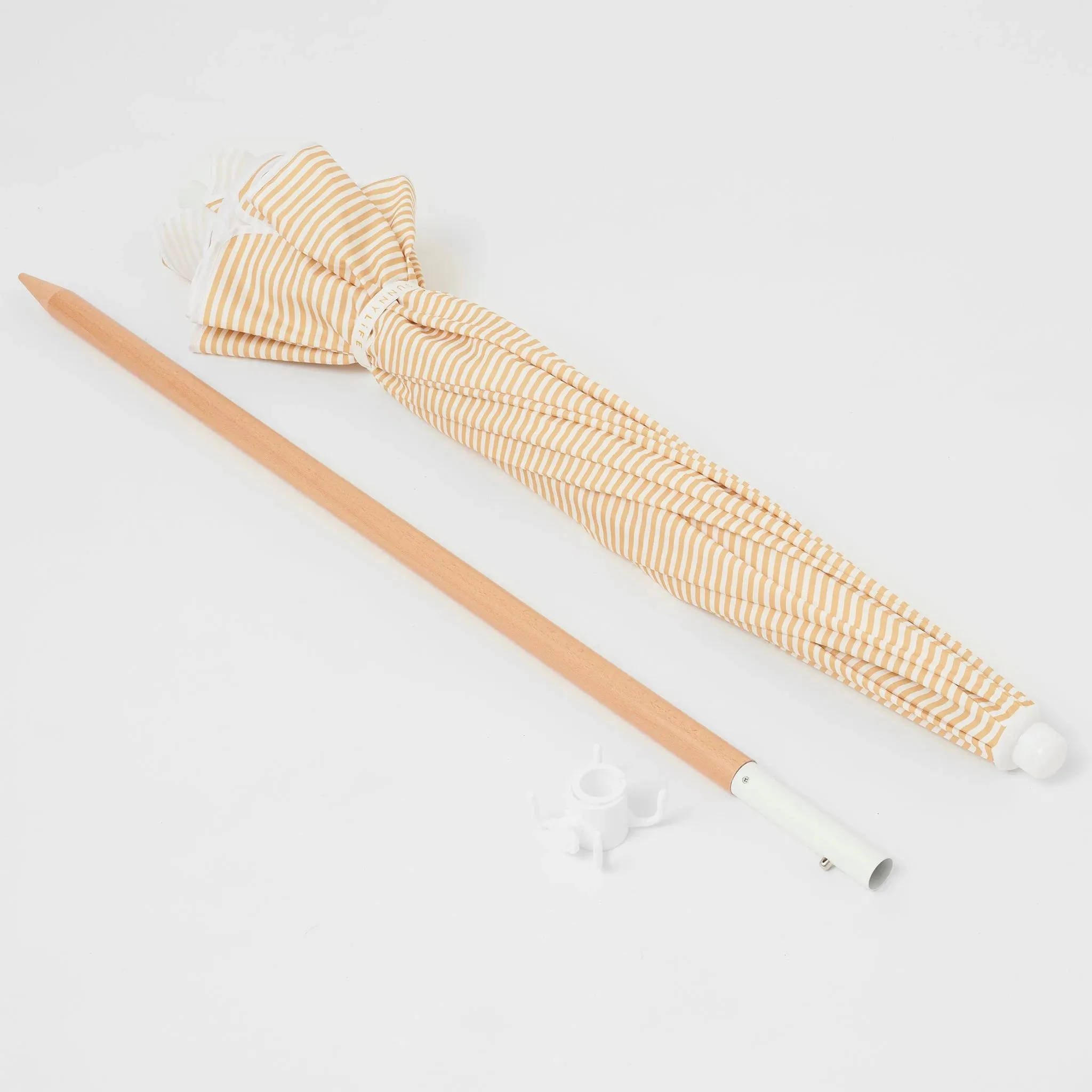 SUNNYLife Beach Umbrella Mango Bay Golden Mustard Stripe