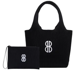 Sutton City Tote - Black Stripe Monogram - Medium