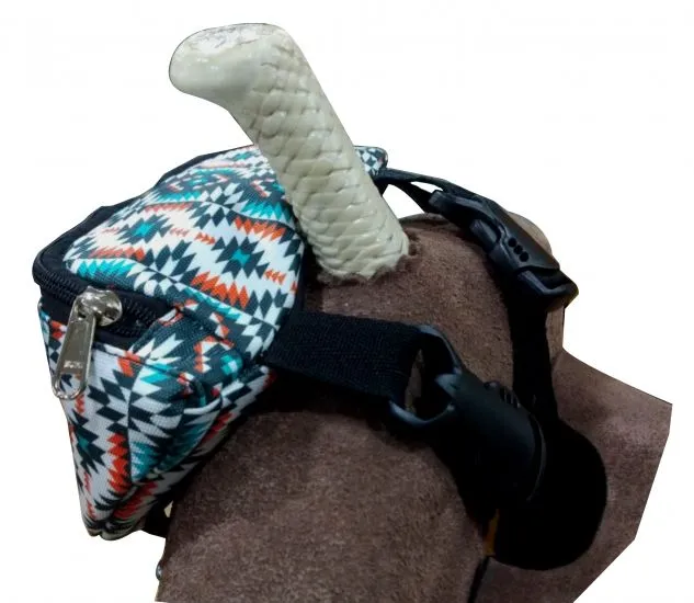 Teal & Orange Aztec Print Insulated Nylon Saddle Pouch