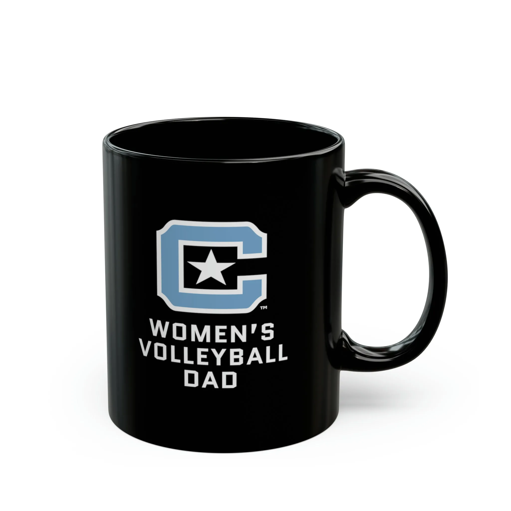 The Citadel Block C Logo, Sports Women's Volleyball Dad, Black Mug, 11oz