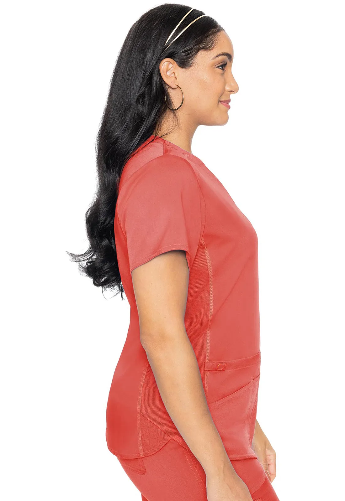 Touch MC7459 V-Neck Shirttail Top Coral