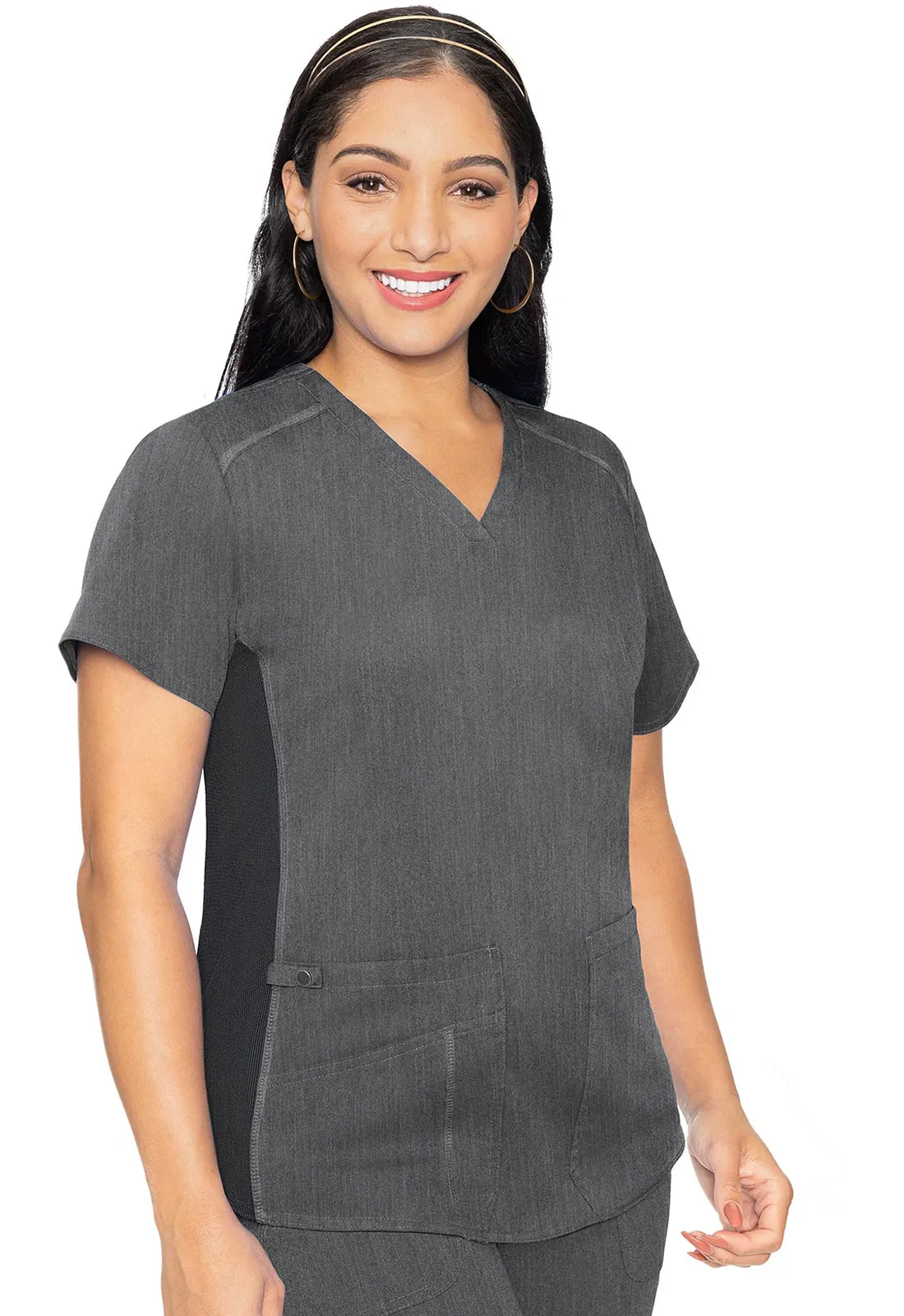 Touch MC7459 V-Neck Shirttail Top Slate