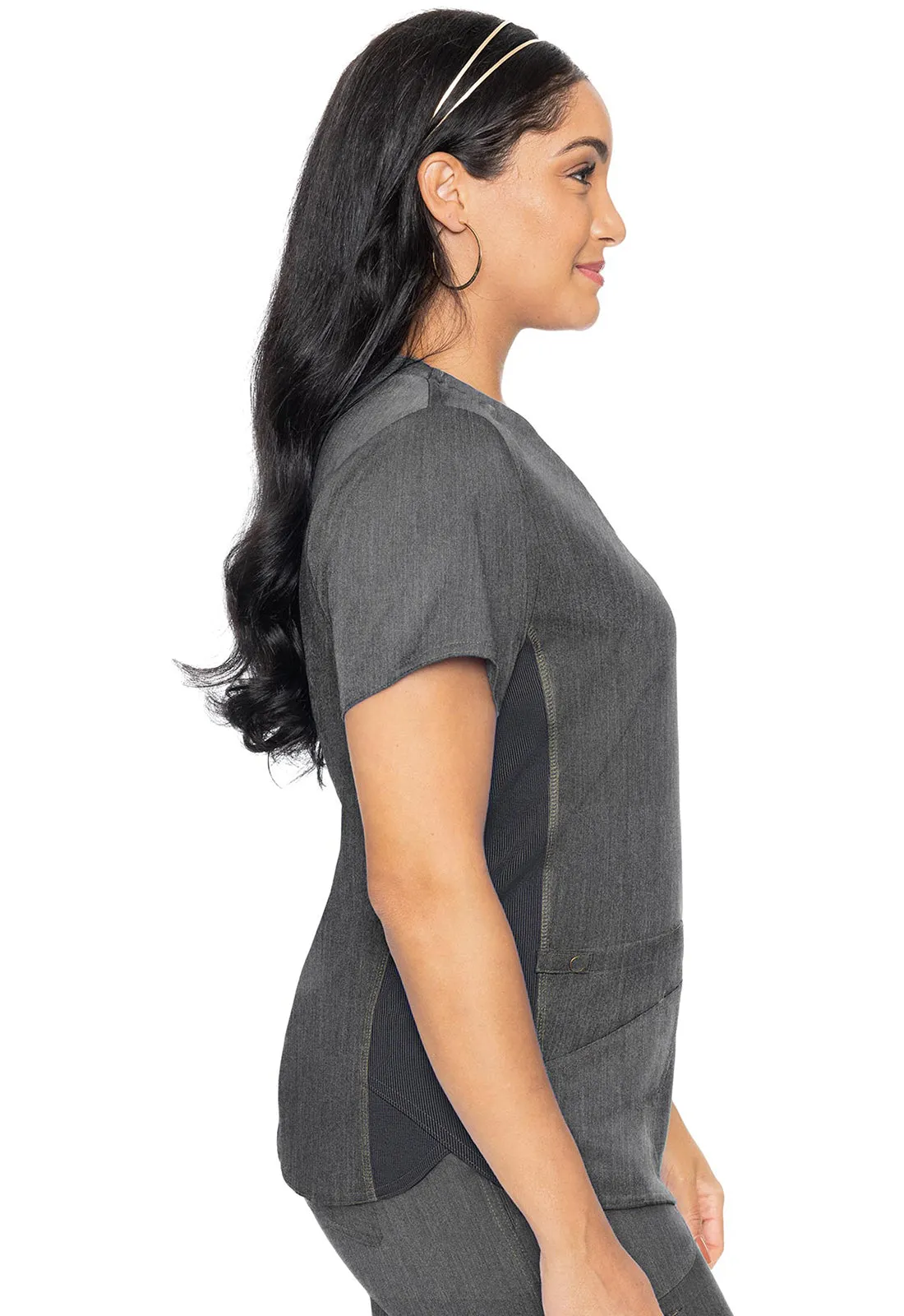 Touch MC7459 V-Neck Shirttail Top Slate