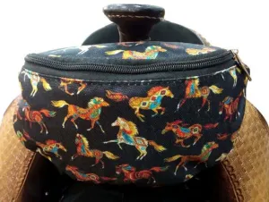 Tribal Running Horse Print Insulated Nylon Saddle Pouch